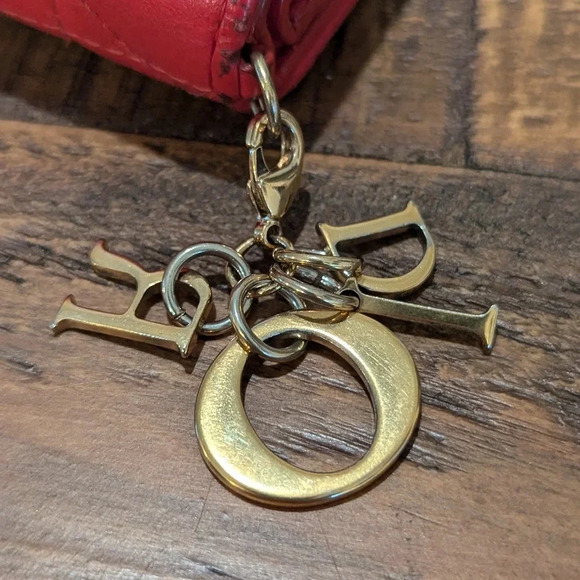 Authentic Christian Dior Lady Dior Cannage Trifold Wallet Lamb Skin Red - Picture 3 of 14